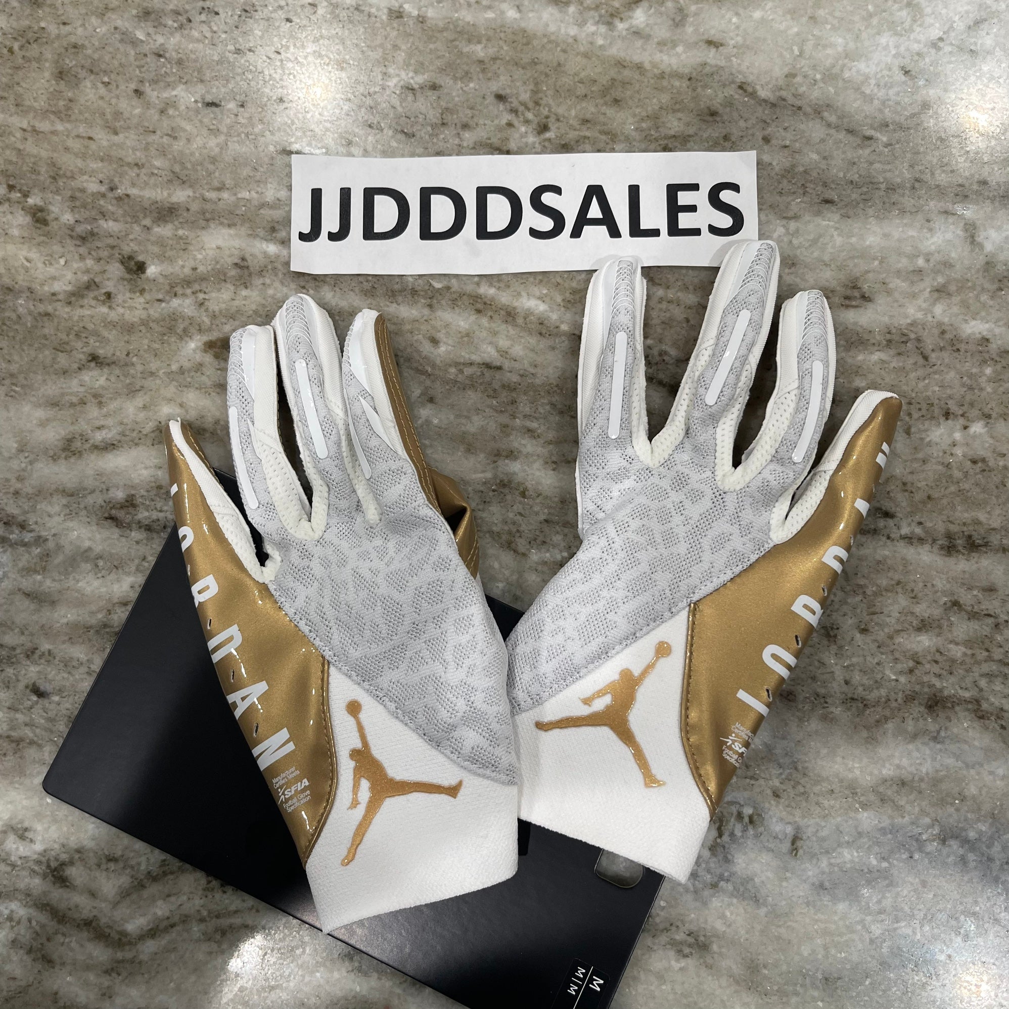 Nike Air Jordan Vapor Knit 4.0 Football Receiver Gloves White Gold 