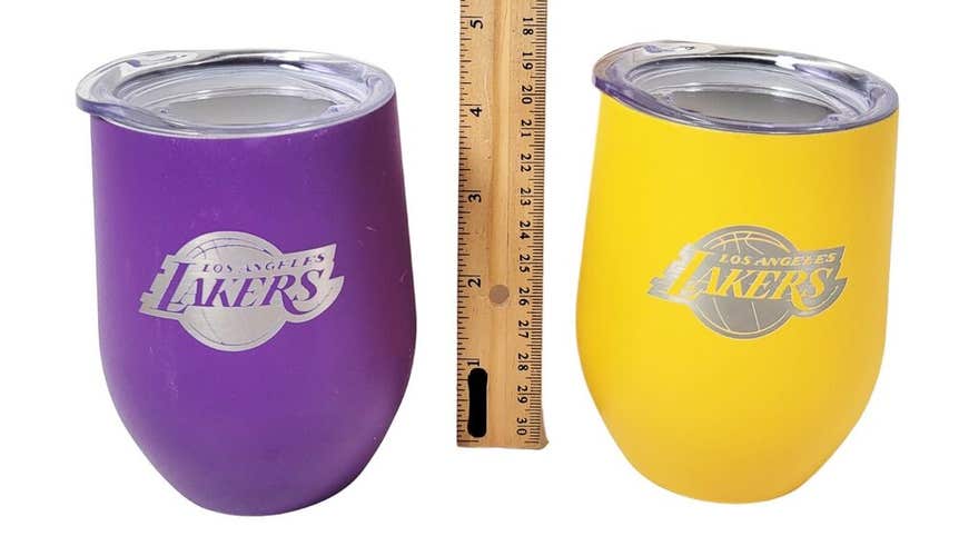 2 Pc Lot - LA Los Angeles Lakers NBA Basketball Cup - Stainless Steel Wine Glass