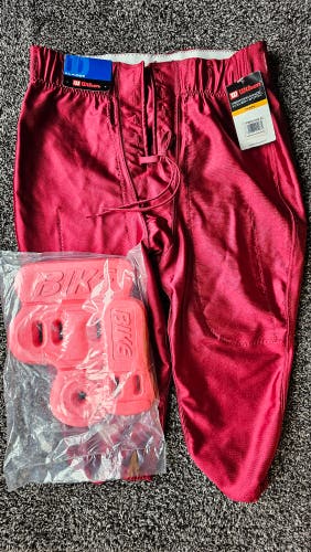 Adult Men's XL Burgandry Wilson Slotted Football Pants Red Bike hip tailbone pads