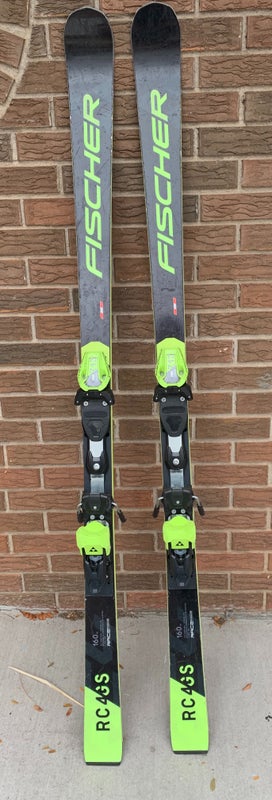Used Fischer 160 cm Racing RC4 World Cup GS Skis With Bindings