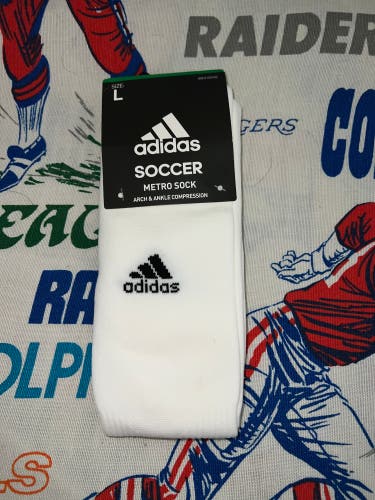 Adidas Soccer Metro Sock Arch & Ankle Compression Large NEW white