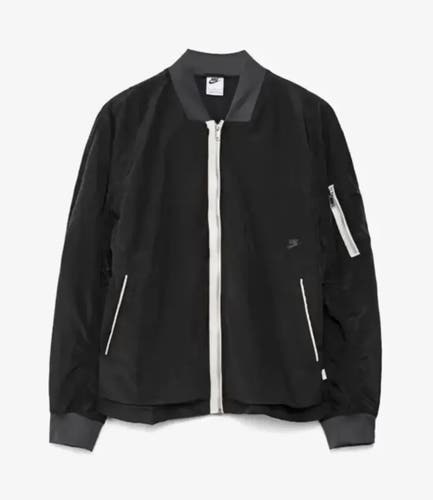 Nike Bomber Jacket Sportswear Essentials Black White DM6698-010 Men’s Sz Large  New