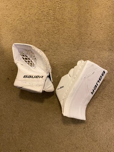 Used Bauer Goalie Glove and Blocker Set