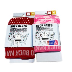 NEW Duluth Buck Naked Red Polka Dot/Pink Camo 2 Pack Boxer Brief Mens M (32-34)