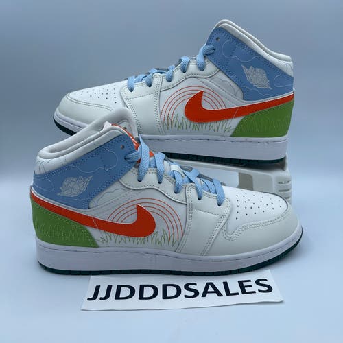 Nike Air Jordan 1 Mid 'Spring Stitch' Sneakers Youth DX2462-100 Sz 7Y / WMNS 8.5  New