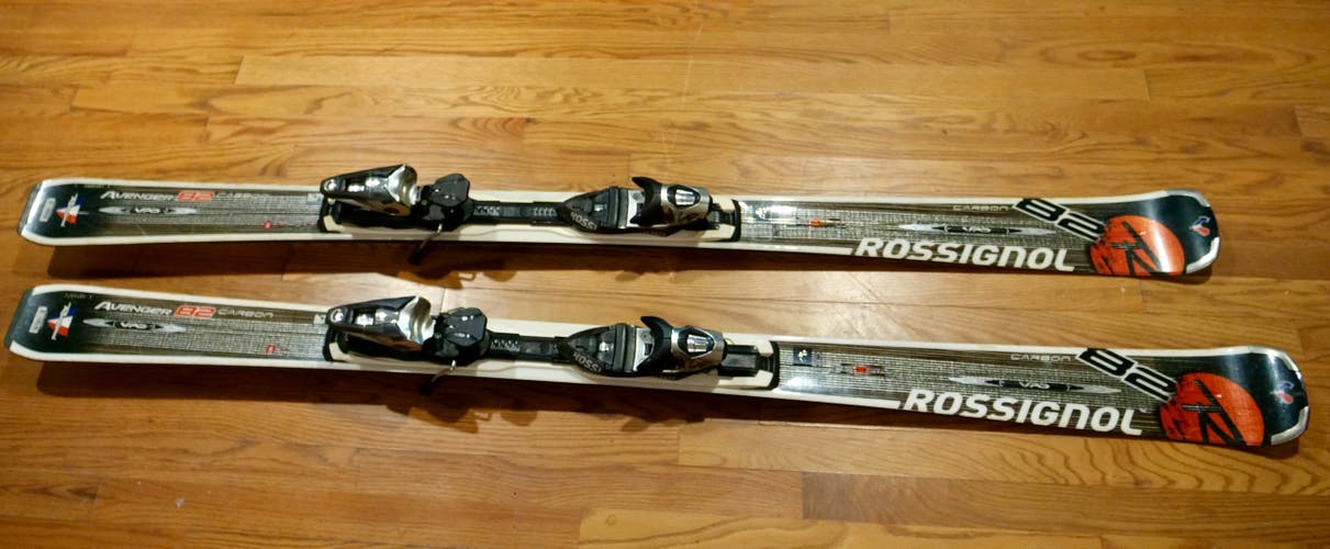 Used Men's 2012 Rossignol 170 cm All Mountain Avenger Carbon Skis With Bindings Max Din 12