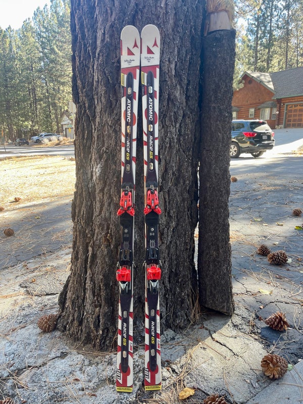 Used Unisex Atomic 181 cm Racing Race GS Skis With Bindings Max Din 12