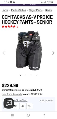 Senior Large CCM Tacks AS-V Pro Hockey Pants