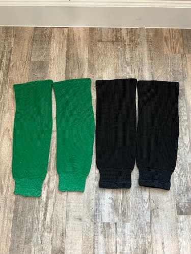 Green And Black Youth Used Hockey Shin Pad Socks