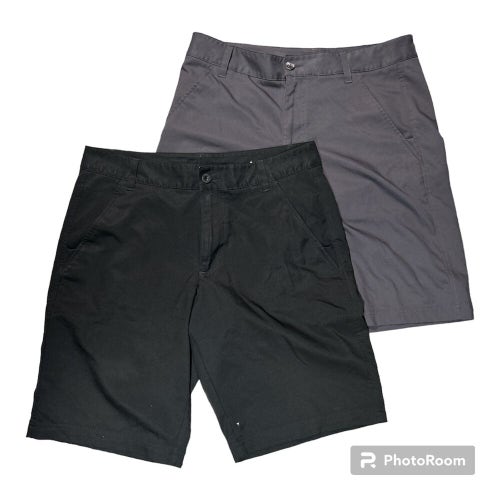 Pre-Owned (Qty 2) Fila Men’s Golf Shorts Size 32 Gray & Black 100% Poly (READ)