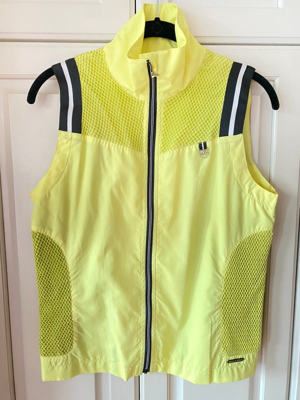 Bally golf full zip yellow Vest. Full Mesh Lined. High neck. Women's XS/S