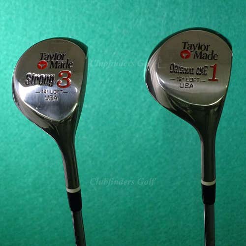 TaylorMade Pittsburgh Persimmon Original One 12° 1 & 14° Strong 3 Woods SET OF 2