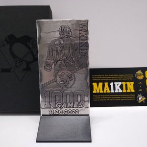 EVGENI MALKIN Penguins 1000th NHL Game Commemorative Metal Ticket Wendell August
