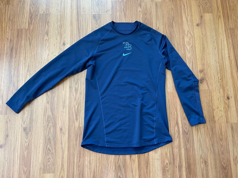 Tampa Bay Rays MLB BASEBALL TEAM ISSUED Nike Size Large Midlayer Sweatshirt!