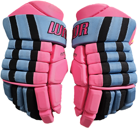 Used Warrior Alpha Miami Vice Gloves 14" Pro Stock