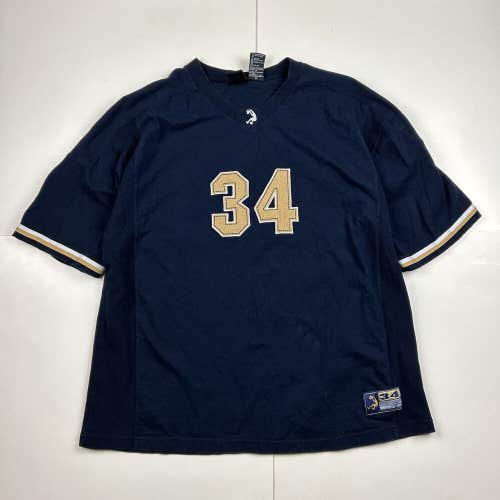 Y2K SHAQ Brand Jersey T-Shirt #34 Navy Blue Gold Men's XXL