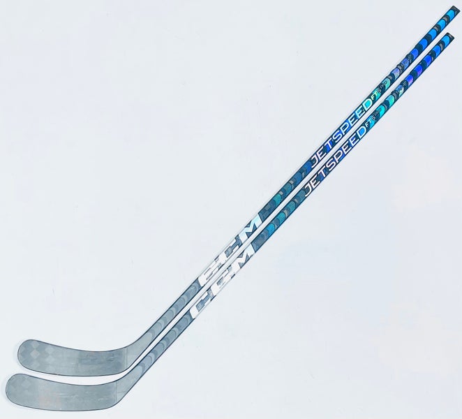 2 Pack Custom Blue CCM Jetspeed FT5 Pro Hockey Sticks-RH-P90-80 Flex-Grip