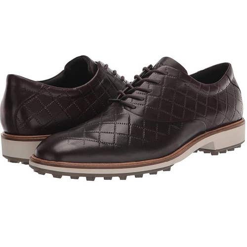 Ecco Golf Men's Classic Hybrid Golf Shoes -Mocha Brown Leather - 45 EU / 11-11.5