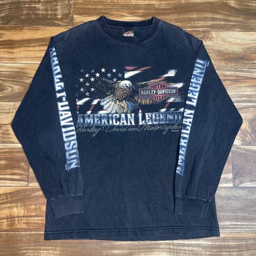 Harley Davidson Men's Sz Medium American Legend Long Sleeve Green Bay Wisconsin