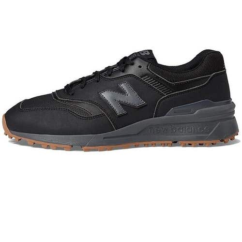 New Balance Men's 997 Spikeless Leather Golf Shoes - Black Grey - 8 US / Medium