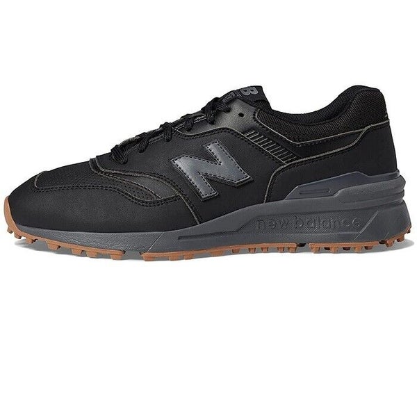 New Balance Men's 997 Spikeless Leather Golf Shoes - Black Grey - 9.5 / Medium