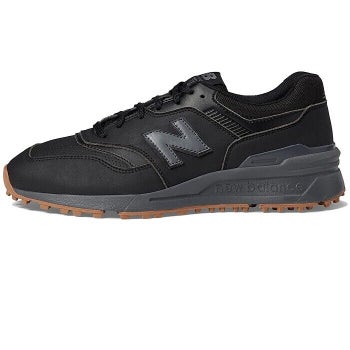 New Balance Men's 997 Spikeless Leather Golf Shoes - Black Grey - 8 US / 2E Wide