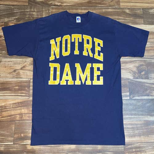 Vintage Notre Dame Fighting Irish Graphic T-Shirt Mens Size XL Blue Football USA