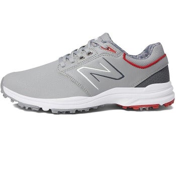 New Balance Men's Brighton Leather Spiked Golf Shoes - Gray Red - 8 US / Medium