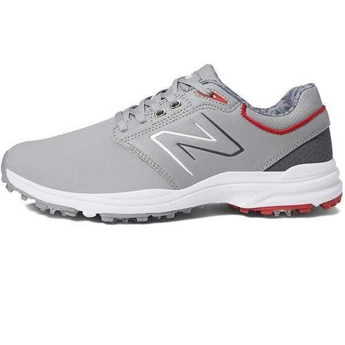 New Balance Men's Brighton Leather Spiked Golf Shoes - Gray Red - 8 US / Medium