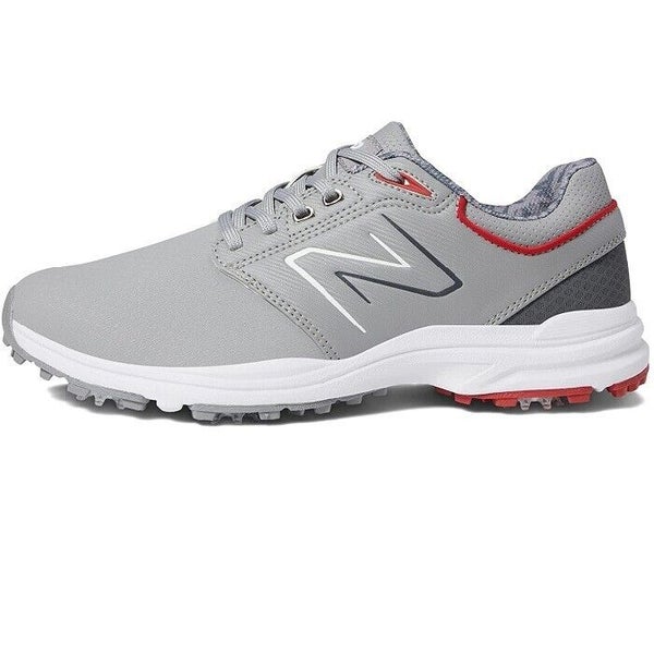 New Balance Men's Brighton Leather Spiked Golf Shoes - Gray Red - 13 / 2E Wide
