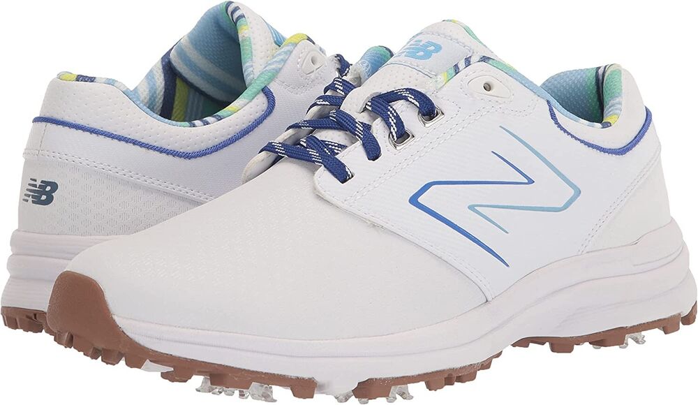 New Balance Women's Brighton Spiked Golf Shoes - White Blue - 6 US / Medium