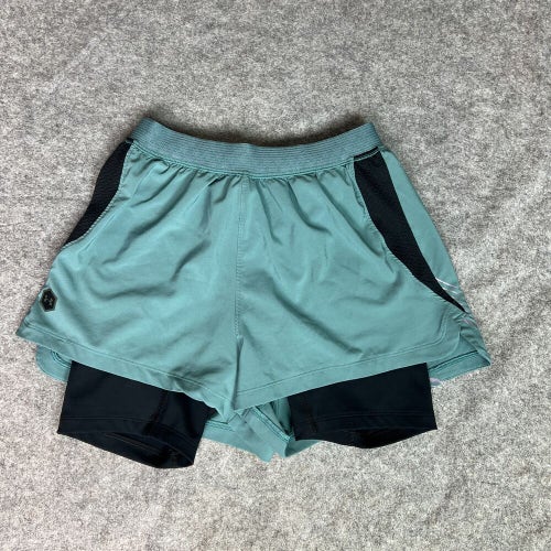 Under Armour Womens Shorts Medium Green Blue Athletic Compression Lined Sport