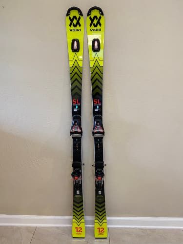Used 2023 Volkl Racetiger SL FIS Ski 165 cm with Marker XComp Max Din 16 Bindings