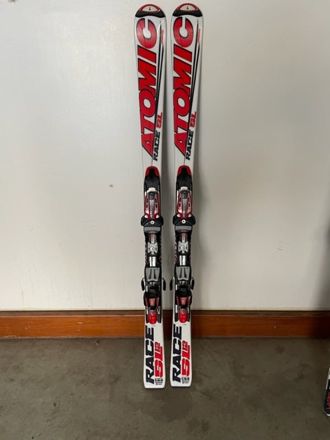 Used 2014 Atomic 144 cm Racing Race Skis With Bindings Max Din 10