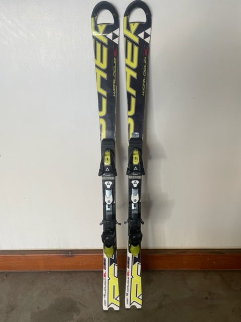 Used 2014 Fischer 145 cm Racing RC4 World Cup SL Skis With Bindings Max Din 10