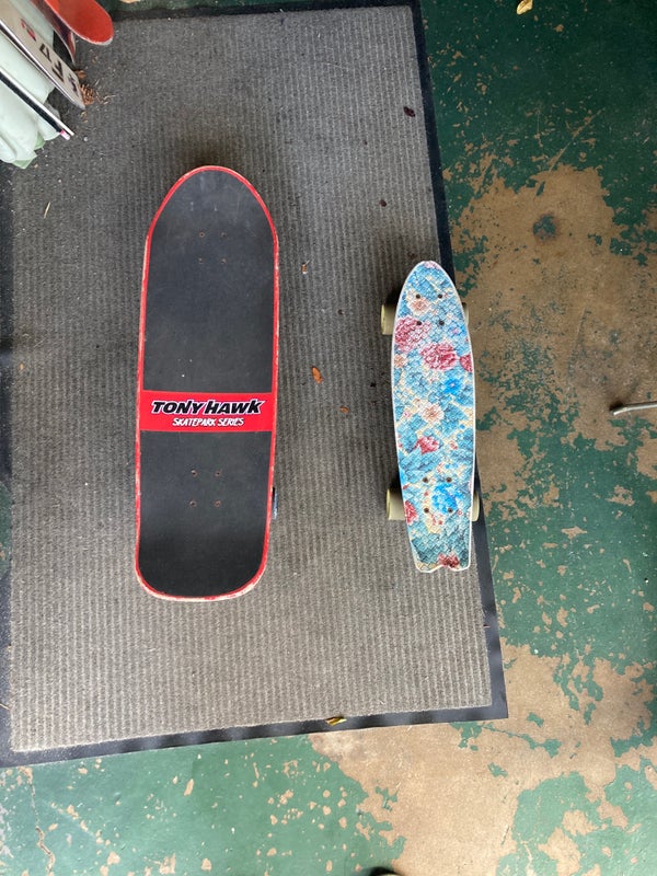 Skateboard  The Red One Is A Tony Hawk Carver And The Blue One Is A Globe Penny Board
