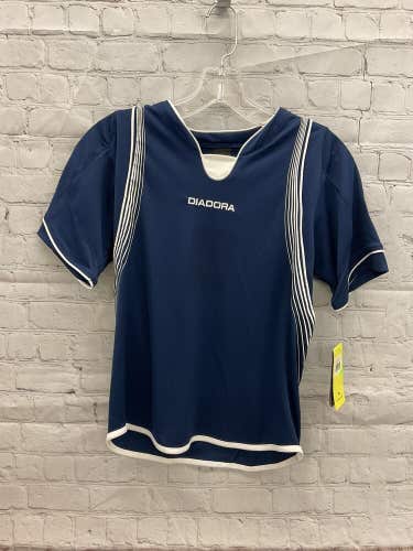 Diadora Youth Unisex Napoli Size Medium Navy Blue Short Sleeve Jersey NWT $100