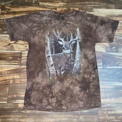 Vintage The Mountain Deer Buck Hunting Outdoors Graphic Tie Dye T-Shirt Size L