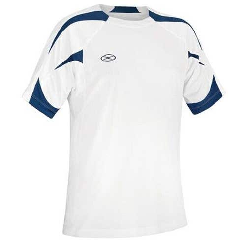 Xara Womens Anfield 1028 Size Large White Navy Blue Soccer Jersey Shirt New $54