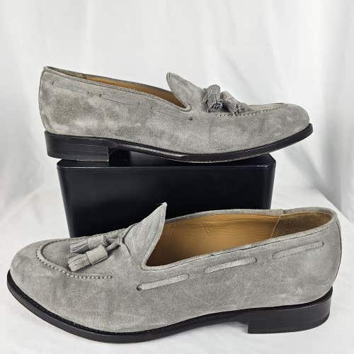 Morjas Made In Spain Gray Suede Tassel Loafers Dress Casual Shoes Mens Size 11