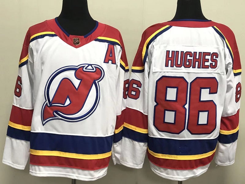 Men's New Jersey Devils Jack Hughes Jersey Black Size 52 Throwback vintage