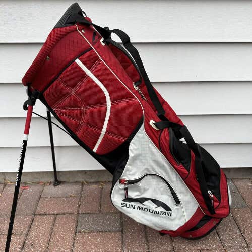 Sun Mountain Golf Bag Stand Dual Strap Lightweight 6 Way Three 5 Red White