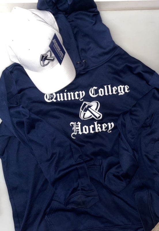 Quincy College Hockey XL Sweatshirt And Hat