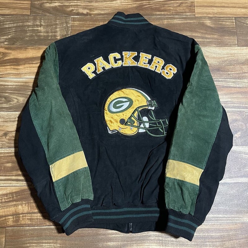 Vintage G-III Carl Banks Green Bay Packers Men’s Leather Suede Zip Jacket Size L