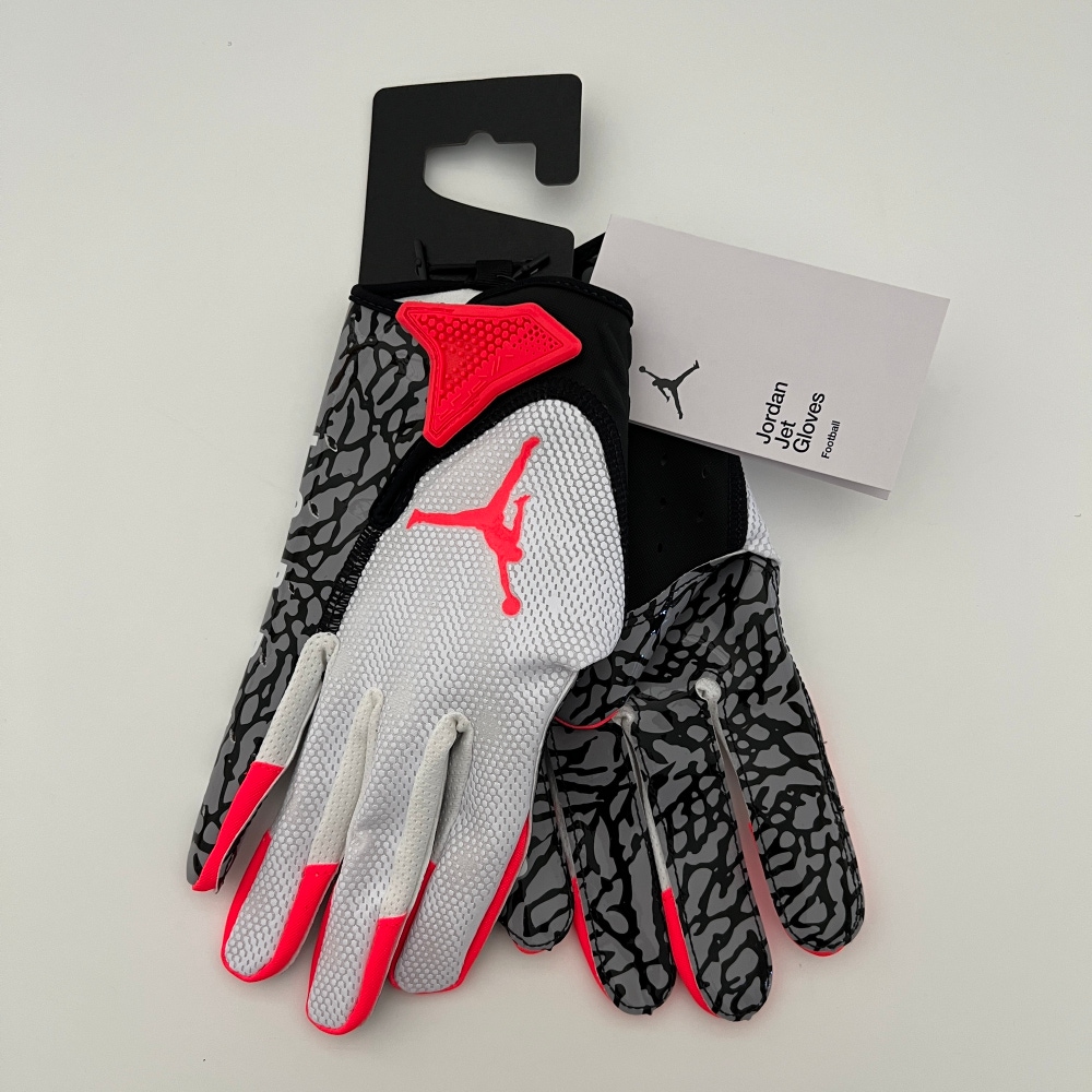 Nike Jordan Jet 7.0 Adult Football Gloves Size L White/Infrared