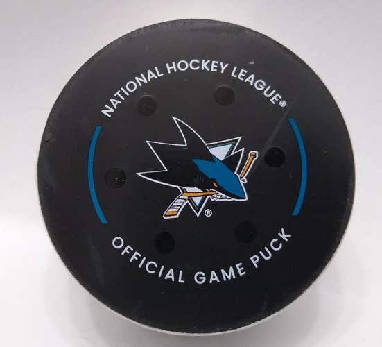 11-4-23 Penguins vs Sharks NHL Game Used Hockey Puck SIDNEY CROSBY 1200th GAME