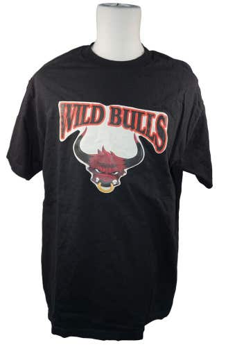 Wild Bulls Or Steer Cow Cartoon Logo Shirt Adult Large - Black Graphic Tee