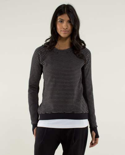 Lululemon Fleet Street Pullover Parallel Stripe Black White Sweater Top Size ~6