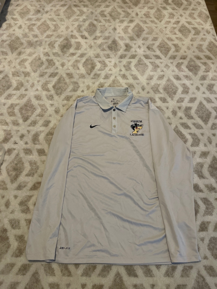 Ferrum College Silver Used Large Nike Dri-Fit Polo