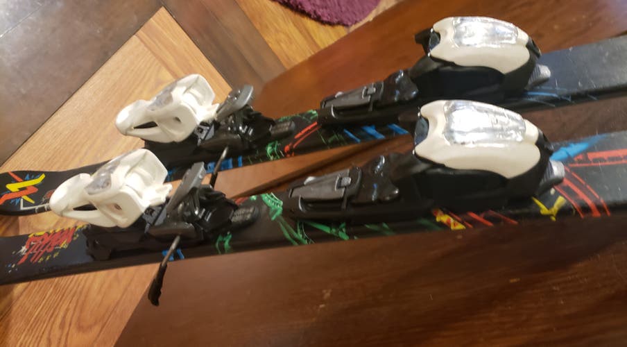 108cm KIDS SKIS VOLKL LEDGE TWIN TIPS with Jr. Marker 4.5 EZ Adjust Bindings *USED* CLEAN